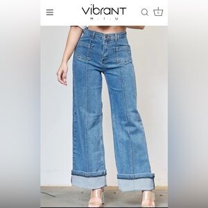 Vibrant m•i•u Square Pockets Wide Leg Jeans